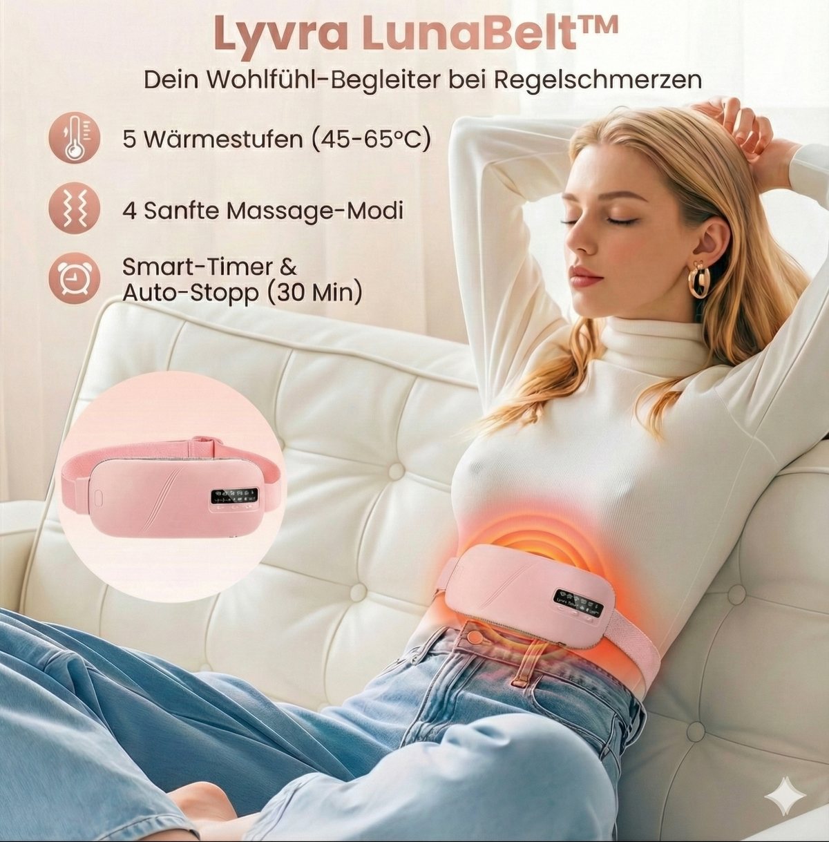 Lyvra LunaBelt™ | Intelligenter Wärme- & Massagegürtel
