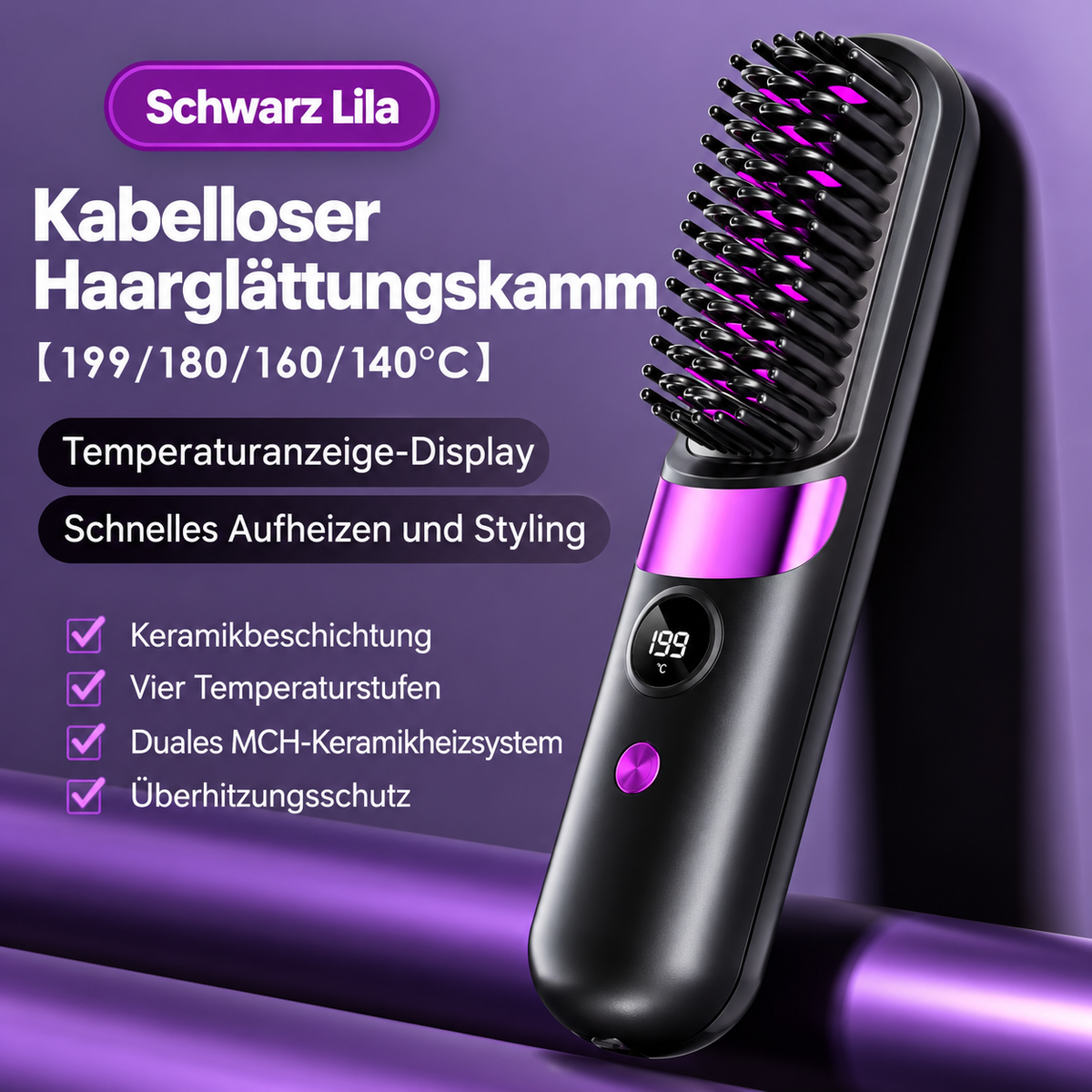 LYVRA SilkGlide | Cordless Smoothing Brush with Display