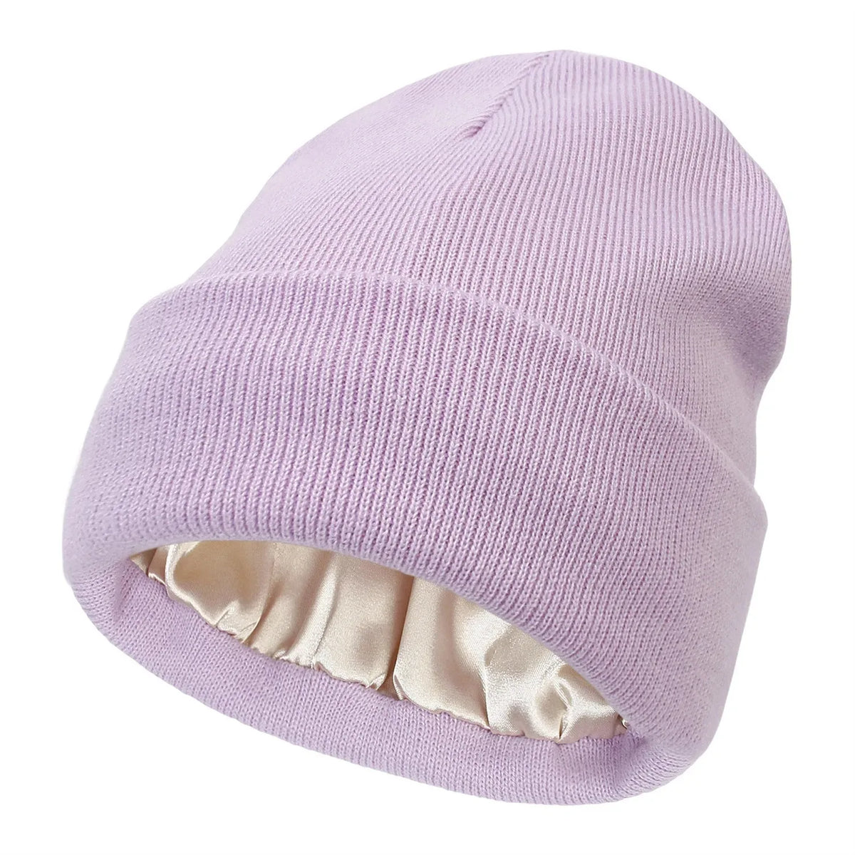 Close-up: NavyBlue, Weinrot, Rosa und Karamell LYVRA Satin Beanies