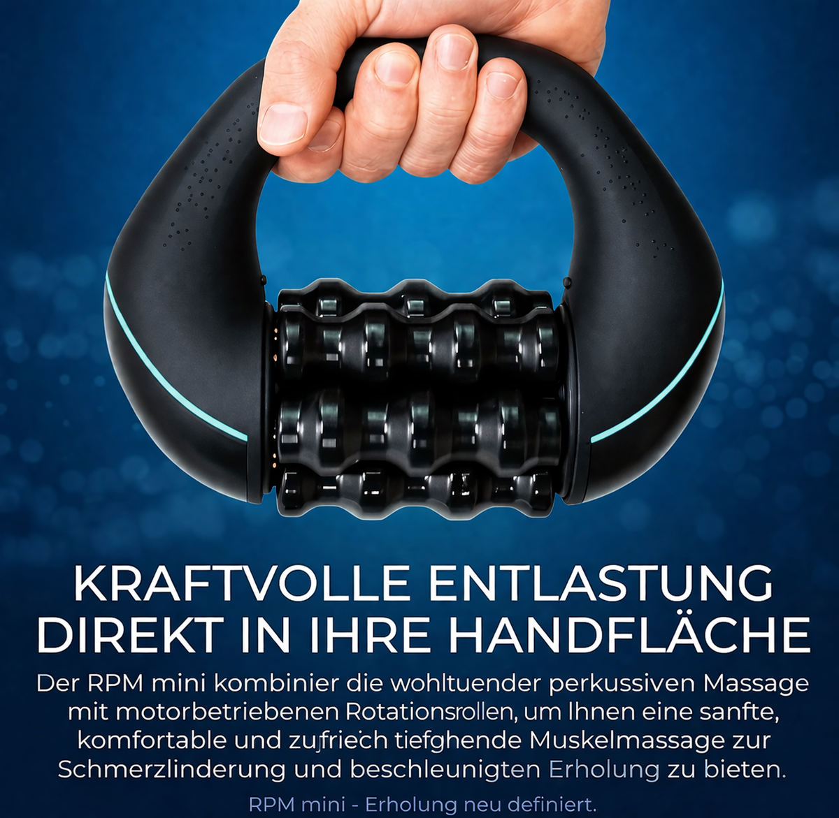 Lyvra Massagegerät mit drei Geschwindigkeitsstufen, wiederaufladbarem Akku und ergonomischem Mehrfachgriff