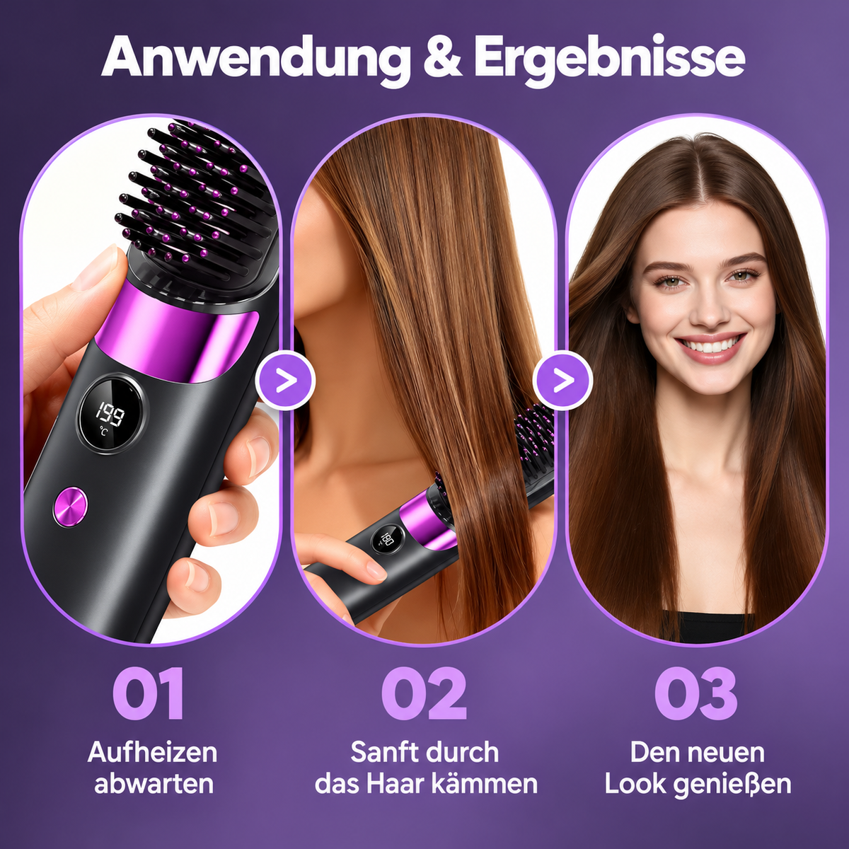 LYVRA SilkGlide | Kabellose Glättbürste mit Display