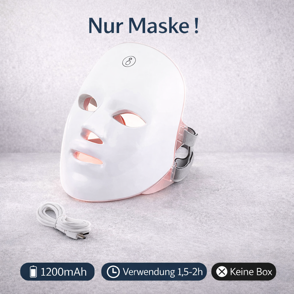 Kabellose LED Beauty Maske mit blauem und rotem Licht zur Hautpflege