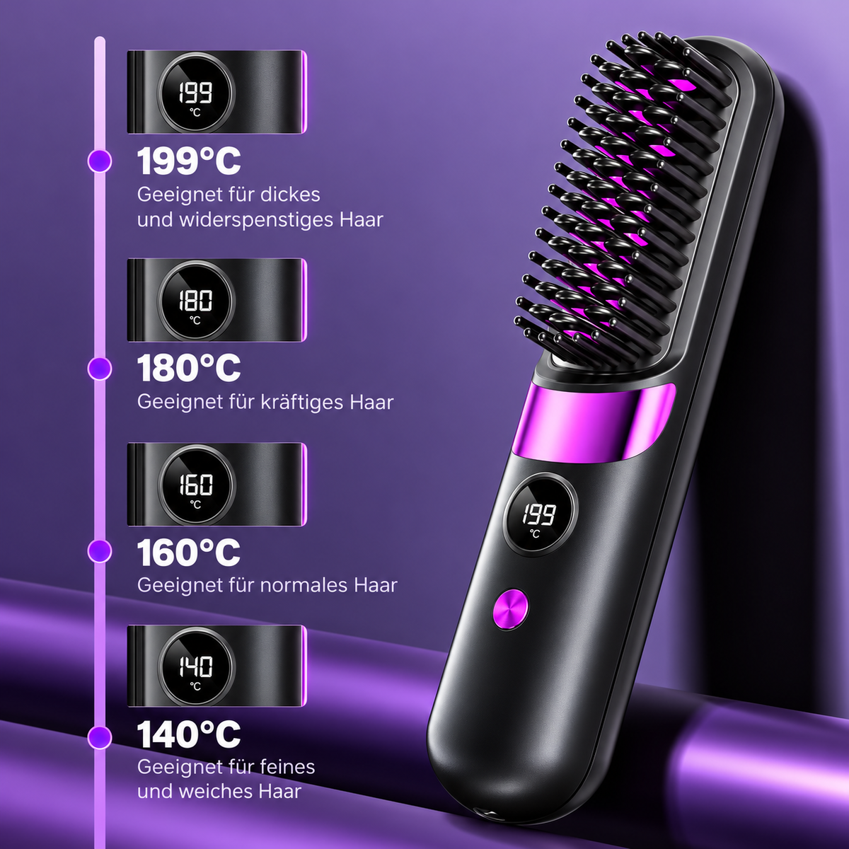 LYVRA SilkGlide | Kabellose Glättbürste mit Display