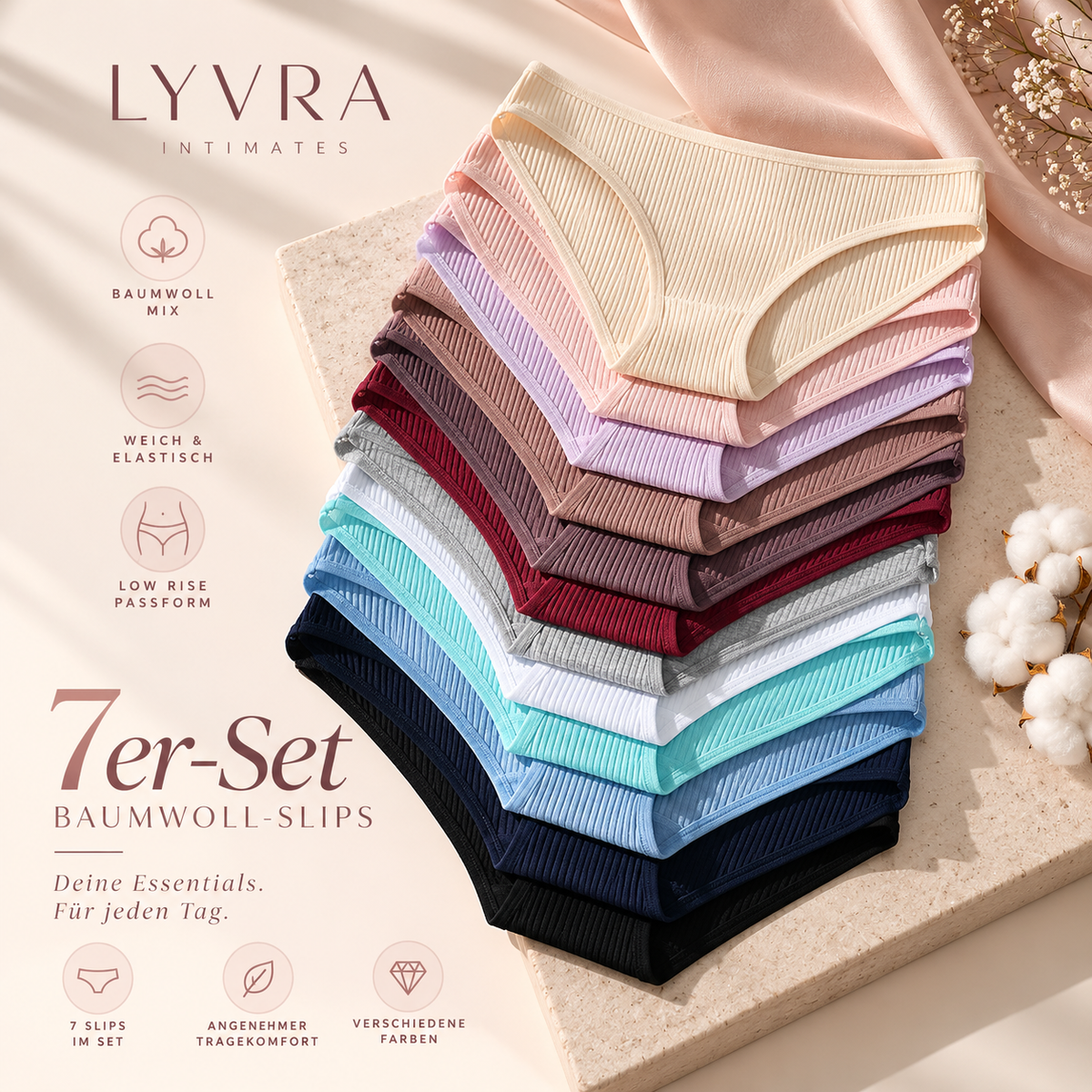 LYVRA Baumwoll-Slips – 7er-Set