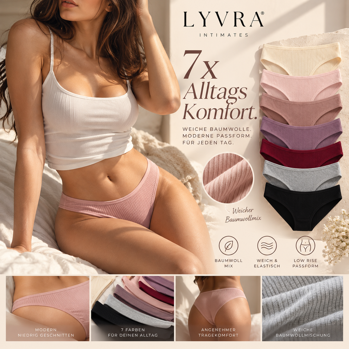 LYVRA Baumwoll-Slips – 7er-Set