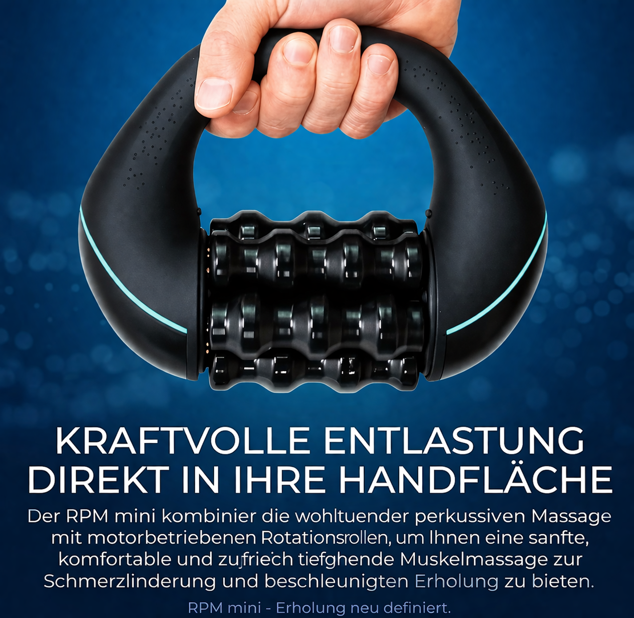Lyvra Massagegerät mit drei Geschwindigkeitsstufen, wiederaufladbarem Akku und ergonomischem Mehrfachgriff