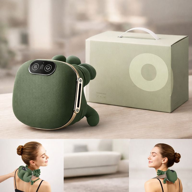 Premium Nackenmassagegerät mit Wärmetherapie in stilvoller Wohnumgebung für tägliche Entspannung