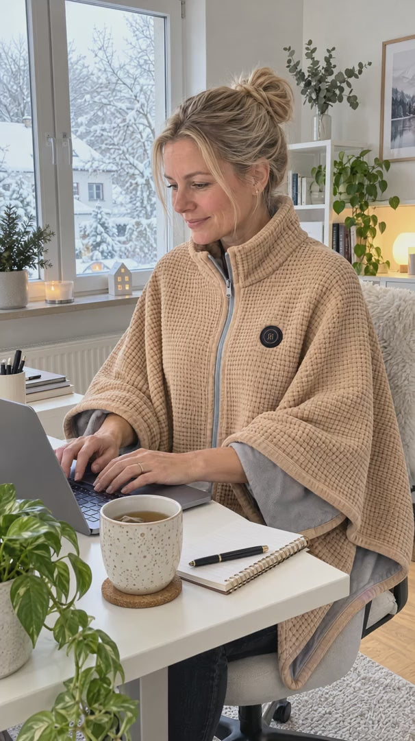LYVRA Wärmeponcho im Büro